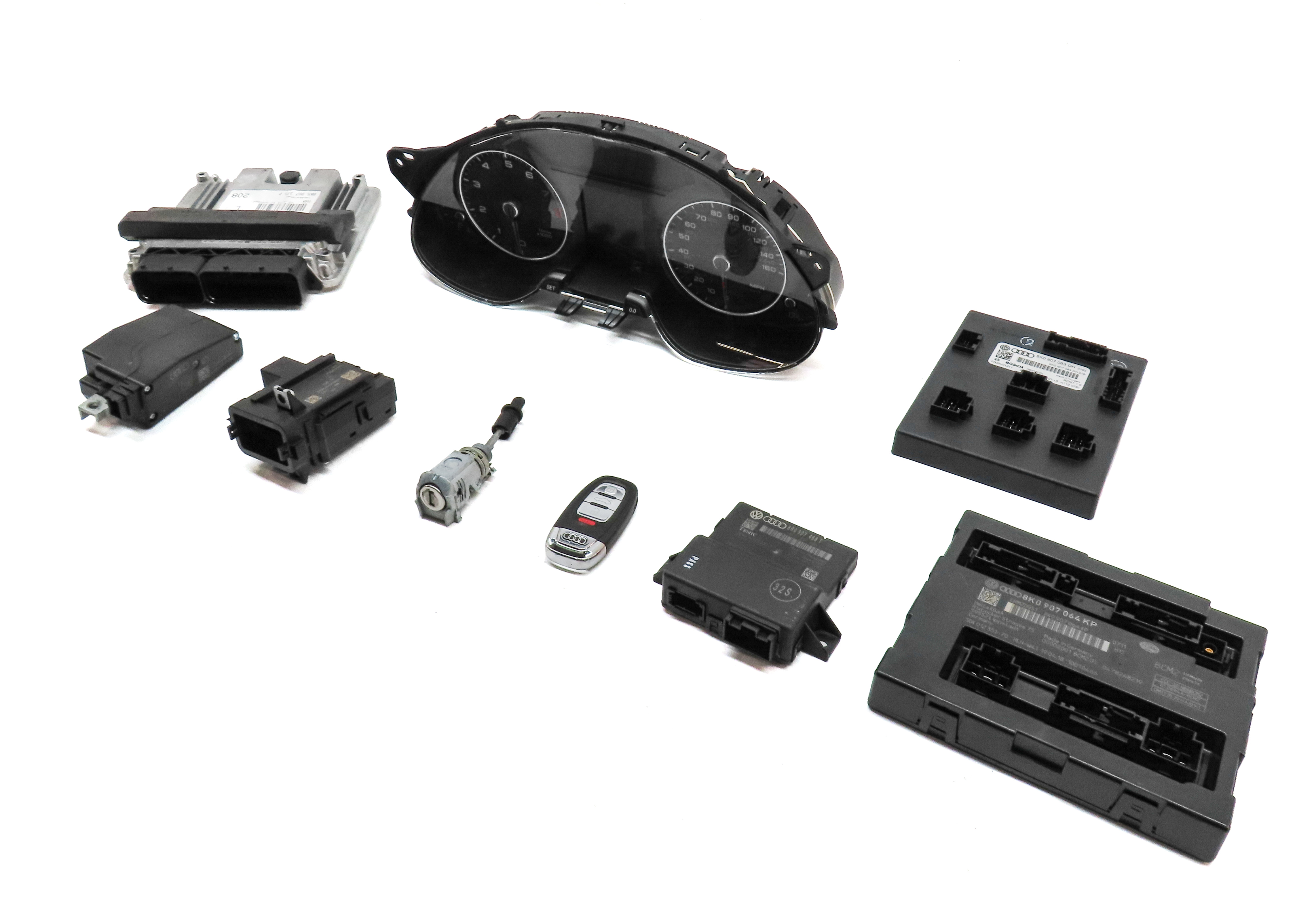 2016 AUDI A4 A5 (B8 8K 8T) 2.0L CAED ENGINE BODY MODULE SPEEDOMETER LOCK KEY SET — exact item pictured
